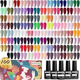 JODSONE 100 PCS (5 ml each) Gel Nail Polish Kit No Wipe Soak off Base Coat and Matte Glossy Top Coat Gel Polish Collections Gifts for Manicure Lovers