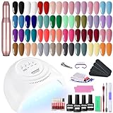 JODSONE 36 Pieces Gel Nail Polish Set U V Light Nail Drill Beginner Set Glossy Surface Easy To Apply Matte Texture All-In-One Manicure Kit