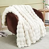 JONIYEAR Soft Fuzzy Bubble Faux Rabbit Fur Throw Blanket 50