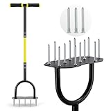 Jardineer Lawn Aerator Spike Aerating Tool, Updated 36" Taller Manual Grass Aerator Tool with 12 Stainless Spikes, Yard Aerator Tool for Compact Soil