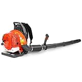 JellyMoving 65CC 2-Stroke Gas Powered Backpack Leaf Blower - 850CFM 230MPH Powerful Wind, 1.8L Large Fuel Tank, High-Efficient Gas Leaf Blower for Yard Lawn Care, Leaf Cleaning, Snow Removal (Orange)