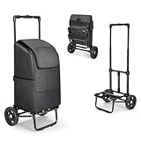 KEDSUM 2 in 1 Shopping Cart for Groceries, 330 lbs Grocery Cart, Portable Shopping Cart with Wheels, Load-Bearing Laundry Basket, Hand Truck with a Black Removable Water-Proof Bag for Moving, Camping