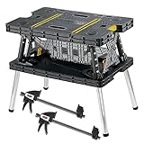 Keter Folding Work Table, Portable Workbench w/ 12" Clamps for Garage/Wood Shop