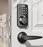 Keyless Entry Door Lock Deadbolt with Handle Set, Keypad Door Lock with Handle Smart Door Locks for Front Door with Set Code Door Lock with Easy Installation, Auto Lock, Matte Black