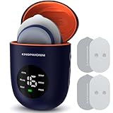 KingPavonini Wireless TENS Unit, Muscle Stimulator for Pain Relief, Portable Rechargable TENS EMS Machine, LED Screen, Remote, Dual Channel 6 Modes 16 Intensity Massager, Charging Case (4 Pads)