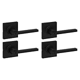 Kwikset Casey Interior Privacy Door Handle with Lock 4 Pack, Door Lever for Bathroom and Bedroom, Matte Black Reversible Keyless Turn Lock, with Microban Protection