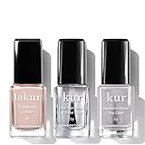 LONDONTOWN Manicure Trio Set, Base & Top Coat, Lakur Nail Polish, Diamond Dusted Mani