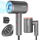 LOVEPS Hair Blow Dryer with Diffuser, 1800W Ionic Blow Dryer, Foldable Handle Travel Hair Dryer, Constant Temperature Hair Care Without Hair Damage, Rose Gold