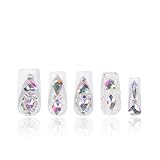 LOVFUL Press on Nails Candy Diamonds & White French Tips | Handmade with Full Covered Crystals | Reusable Fake Nails | Square Regular 1.0 in | H36-S
