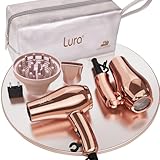 LURA Mini Portable Travel Hair Dryer:Dual Voltage Small Lightweight Blow Dryer with EU Plug,1200W Compact Hairdryer with Folding Handle,with Concentrator&Diffuser Attachment,for Women and Men