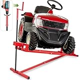 Lawn Mower Lift Jack - Telescopic Maintenance Lawn Mower Jack for Garden Tractors & Riding Lawn Mowers, Weight Capacity 880 Lbs, Mower Lift with Manual Handle and Power Tool Extension Handle, Red