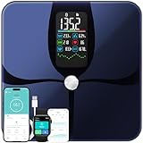Lepulse Body Fat Scale for Body Weight, 4.68” Large Display with Trend Smart Weight Scale with BMI, Body Fat, Muscle Mass, Heart Rate, Upgraded 22 Body Composition Scale with App, Bathroom Scale Black