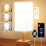 Light Therapy Lamp 10000 Lux Therapy Light with Remote, Upgrade Size, 3 Color Temperatures, 5 Brightness Level Full Spectrum Sunlight Lamp with USB C & A Ports Home/Office Use As Lift Mood, Grain, 24W