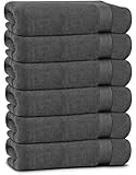 Linteum Textile Supply Premium Hair Drying Towels 100% Ring Spun Cotton Hair Towel for Women, Men, Kids 20x40 inches Quick Dry Salon Towels Hand Towel for Gym, Hair Care, Spa [Pack of 6] 3.3lb Grey