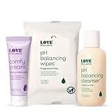 Love Wellness Comfy Cream, pH Balancing Cleanser & Wipes | Vulva Moisturizer, Feminine Wipes & Wash Set | Nourishing Vaginal Health Support for pH Balance, Dry & Sensitive Vulva | Fragrance-Free