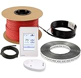 LuxHeat Floor Heating Cable Set, 110 Sqft - 120v Electric Radiant Floor Heating System Under Tile. Set Includes, Floor Heating Cable, Strapping, # UDG4 OJ Microline Programmable Thermostat with GFCI