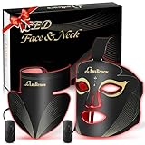 LuxRenew BS Red Light Therapy for Face Set, Led Mask Light Therapy for Face & Neck, Near-infrared Light 850nm and Red Light 630nm, 5 Gears Energy Adjustment, Black