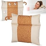 Luxury Cork Bath Pillow, Bath Pillow Luxury Bathtub Pillow - Tub Pillow for Bathtub for Tub Neck and Back Support - Quick Dry, Easy Clean, No Scratch Bath Cushion Spa Pillow Headrest - 13.5" x 14"