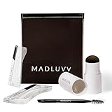 MADLUVV Eyebrow Stencil Kit - Easy-to-Use, Natural Look, 9 Popular Shapes, Used by Professionals - Includes Stamp, Stencils, Spoolie, and Travel Bag (Blonde)