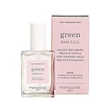 MANUCURIST • S.O.S. Base Coat • Enriched with Vitamins C and B5 • Nail Fortifier • Repairs and Strengthens • Care for Very Damaged Nails • Vegan, Up to 78% Plant-Based • Made in France • 0.5 fl oz