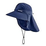 MISSION Cooling Sun Defender Hat, Navy - Unisex Wide-Brim Hat with Nape for Men & Women - Lightweight & Durable - Cools Up to 2 Hours - UPF 50 Sun Protection - Machine Washable