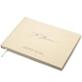 MUUJEE Personalized Guestbook in Cream - Premium Custom Modern Guest Book for Wedding Reception, Birthday Party or Events w/Bookmark Blank Pages for Signing, Extra Large 11.5 x 8.5 inches