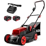 MZK 40V 16” Cordless Electric Push Lawn Mower,with 6-Position Height Adjustment,Compact and Lightweight Battery Powered Lawn Mower (2 * 4AH Batteries & Fast Charger Included)