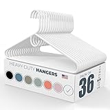 Made in USA Heavy Duty Plastic Clothes Hangers Bulk, 20 30 50 100 Pack Available, Strong Plastic Hangers, Jacket Coat Hangers, Thick Plastic Hanger for Closet and Clothing Hangars (36pk White)