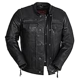 Mens Motorcycle Leather Riding Jacket | Leather Motorcycle Biker Jacket Men (XL)