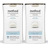 Method Dishwasher Detergent Packs, Fragrance Free + Clear, Dishwashing Rinse Aid to Lift Tough Grease and Stains, 54 Dishwasher Tabs per Package, (Pack of 2)