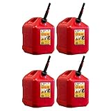 Midwest Can Company 4-Pack Gas Can, 5 Gallon Fuel Container Jugs