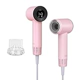 Mini Travel Hair Dryer Suptriblow, 110000 RPM Ionic Blow Dryer, Portable Hair Dryer for Fast Drying, Small Low Noise Hair Dryer with HD Digital Display, Compact Hair Dryer for Women - Pink
