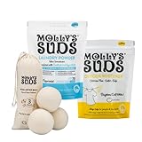 Molly's Suds Starter Pack | Includes 70 Load Natural Laundry Powder, 1 Package of Wool Dryer Balls & 1 Oxygen Whitener