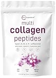 Multi Collagen Protein Powder, 2lbs – Hydrolyzed Collagen Peptides | Type I,II,III,V,X with Biotin 10000mcg, Hyaluronic Acid, Vitamin C – Unflavored – Keto & Paleo Friendly, Easy Dissolve, Non-GMO