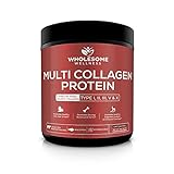 Multi Collagen Protein Powder Hydrolyzed (Type I II III V X) Grass-Fed All-in-One Super Bone Broth + Collagen Peptides - Premium Blend of Grass-Fed Beef, Chicken, Wild Fish, Eggshell Collagen