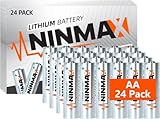 NINMAX® Lithium AA Batteries 24 Pack, 3500mAh 1.5V Longest Lasting Double A Battery for High-Tech Devices【Non-Rechargeable】
