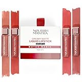 NOURISH MANTRA Matte Liquid Lipstick with SPF/Mini Lipstick/Water Proof/Smudge Proof/Transfer Proof/Long Lasting/For All Skin Tones/Set of - 4 (1.2ml Each)