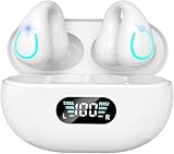 NUPLEA Open Ear Bone Conduction Headphones Clip-on Headphones,Wireless Earbuds Bluetooth 5.3 with LED Display Charging Case 60 Hours Playtime IPX7 Waterproof for Running Walking, Workout
