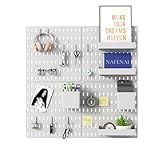 Nafenai Pegboard Combination Wall Organizer Kit,4 Pieces Peg Board and 11 Accessories Modular Hanging,Wall Mount Display Pegboard Panel Kits,White Peg board Organizer for Home Office