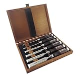 Narex 6 pc Set 6 mm (1/4), 10 (3/8), 12 (1/2), 16 (5/8), 20 (13/16), 26 (1-1/16) Woodworking Chisels in Wooden Presentation Box 853053