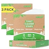 Natural Toilet Bowl Cleaner Strips, Unscented, Eco-friendly, Non-toxic, Septic Safe, Removes Odors & Stains, Plastic-free, Toilet Bowl Cleaner for Quick and Easy Cleaning (180 count)