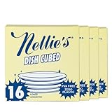Nellie's Dish Cubed - 64 pack (4 boxes of 16 packs) - Eco-Conscious Dishwasher Detergent - Less Plastic, More Planet Friendly - Convenient and Space-Saving - Effective on Grease and Grime