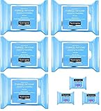 Neutrogena Makeup Remover Cleansing Towelettes, Daily Face Wipes to Remove Dirt, Oil, Makeup & Waterproof Mascara, 25 ct (5 pack + 3 Bonus Pouches)