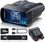 Night Vision Goggles - 4K Night Vision Binoculars for Adults, 4.5'' HD Screen with 8X Digital Zoom, Includes 32GB TF Card to Save Photos and Videos, Ideal for Camping, Hunting & Security