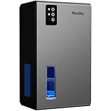 NineSky Dehumidifier for Home, 95 OZ Water Tank, (1000 sq.ft) Dehumidifiers for Bathroom Bedroom Basement with Auto Shut Off,7 Colors LED Light (Gray)