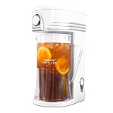 Nostalgia 3-Quart Iced Tea & Coffee Brewing System With Double-Insulated Pitcher, Strength Selector & Infuser Chamber, Also Perfect For Lattes, Lemonade, Flavored Water, White