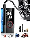 OMQ Tire Inflator Portable Air Compressor, 150PSI Smart Air Pump for Car Tires with LED Light, Cordless Tire Pump with Digital Pressure Gauge, Tire Inflator for Car, Bike, Motorcycle, Ball