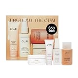 OUAI Jingle All The OUAI Travel Size Gift Set - Travel Size Hair & Body Care Set - Includes Detox Shampoo, Deluxe Anti Frizz Cream, Leave In Conditioner, Scalp & Body Scrub (4 Count)