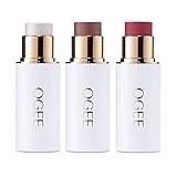 Ogee Face Stick Crystal Collection Trio - Contour Stick Makeup Collection - Certified Organic Contour Palette - Includes Bronzer Stick, Blush Stick & Highlighter Stick