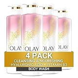 Olay Body Wash Cleansing & Nourishing for Women with Hyaluronic Acid & Vitamin B3 Complex, Long Lasting Hydration, 20 fl oz (Pack of 4)